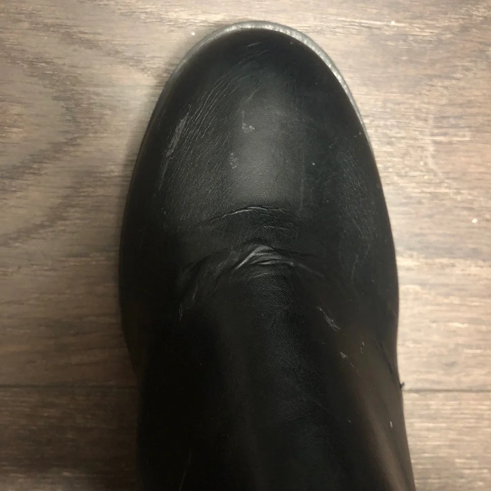 Charlotte Russe Black Leather Buckle Strap Ankle Boots